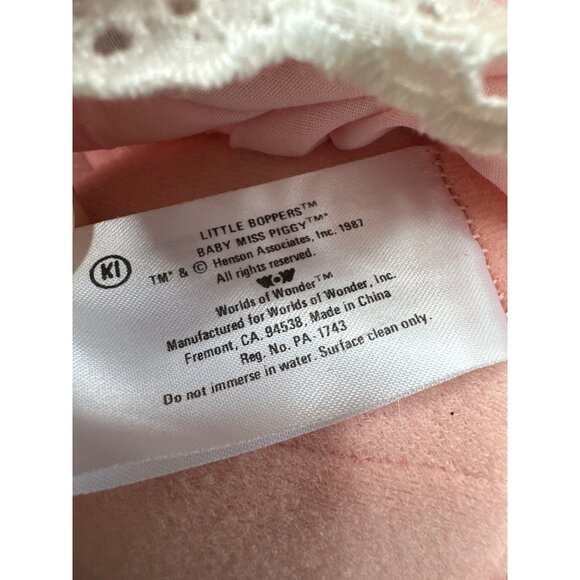 Vintage 1987 Worlds Of Wonder Baby Miss Piggy Little Boppers Plush Doll Pink Dre - Picture 4 of 16